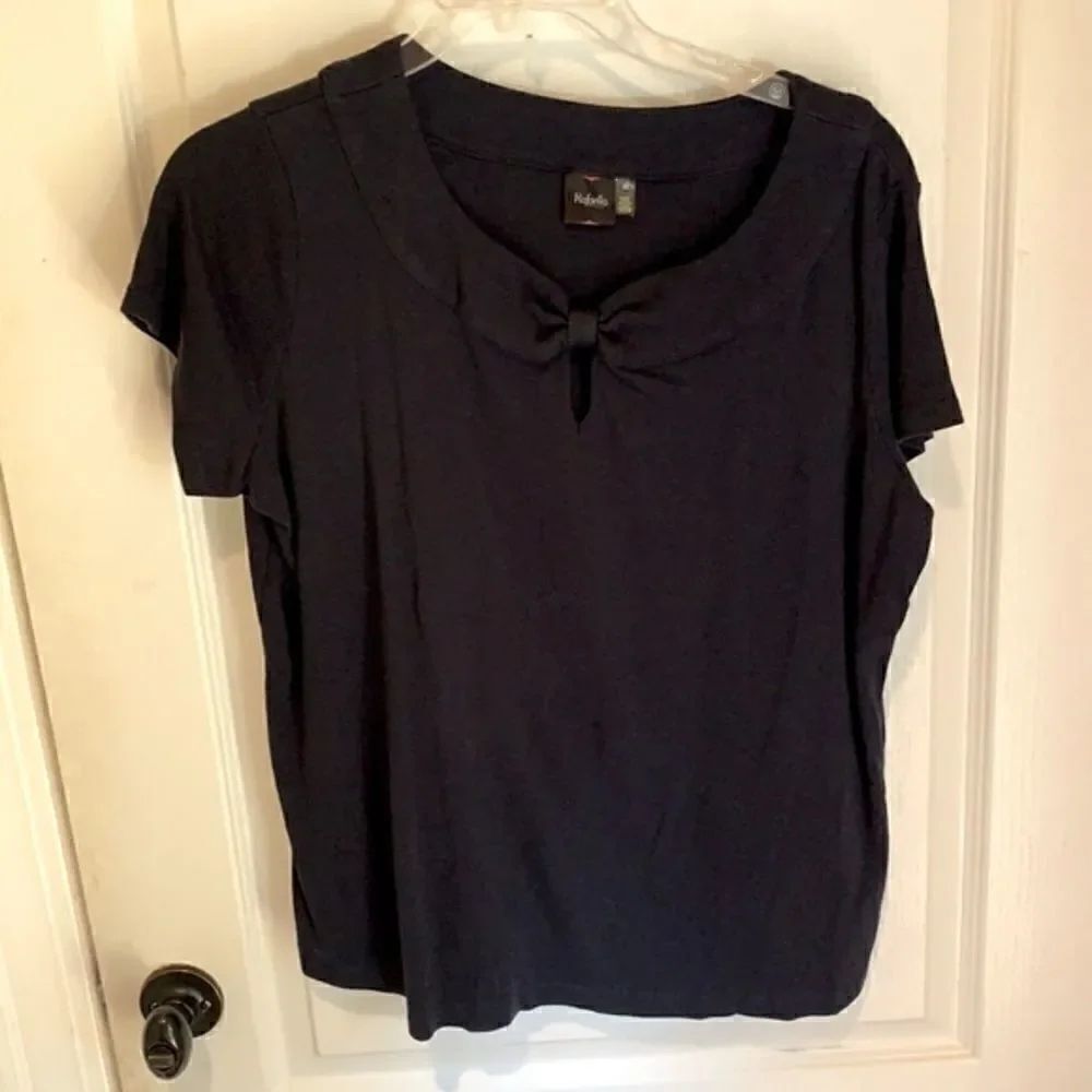 Rafaella black bow color shirt sleeve top